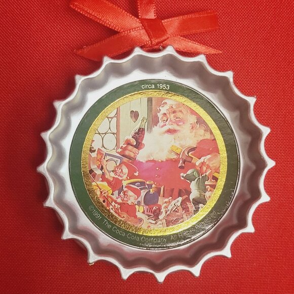 Vintage Coca Cola Santa Claus Coke Bottle Cap Circa 1938 Circa 1953 Lot of 2 Tri - Picture 9 of 11